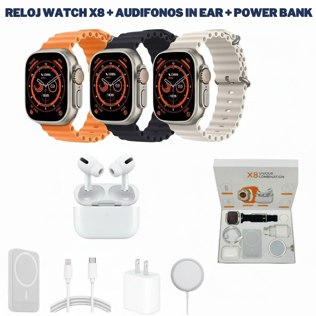 Kit Smartwatch Audifonos Power Bank